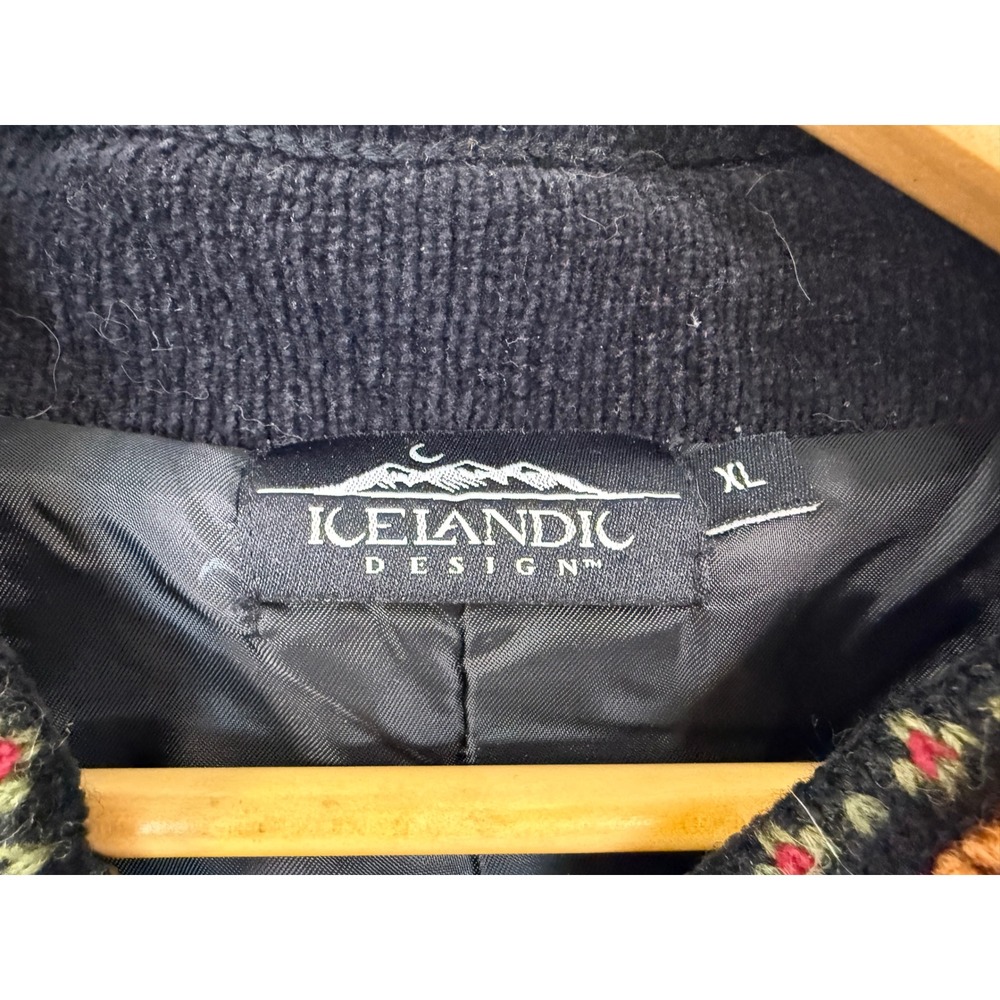 Icelandic Design Wool Cardigan Sweater Jacket Womens XL Lined Knit Full Zip - Picture 7 of 11